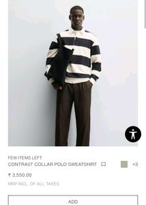 ZARA Striped Polo Sweatshirt
