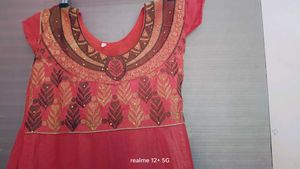Coral Embroidered Anarkali Dress