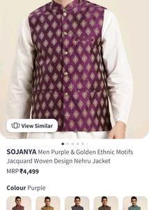 Unused New SOJANYA purple &amp; Golden Nehru Jacket