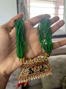 Peacock Pendant Green Beaded Necklace