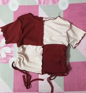 Two-Tone Patchwork Crop Top