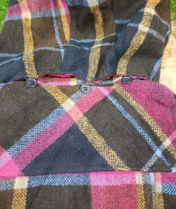 Plaid Fur Trim Coat