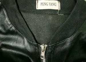 Black Faux Leather Bomber Jacket