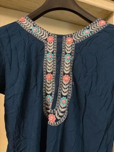 Zari Neck Straight Kurti