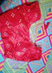 Red Mirrorwork Blouse
