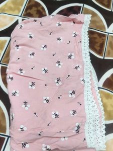 Pink Floral Lace Trim Shorts