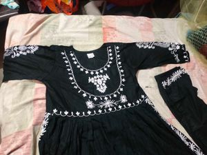 Elegant Black Embroidered Anarkali Suit