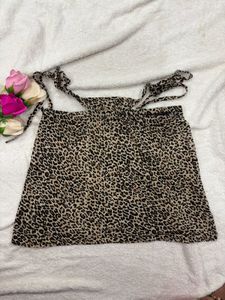 Leopard Print Tie Up Skirt