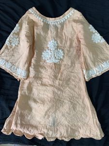 Peach Embroidered Kurta Set