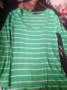 parrot Green tshirt with white strips