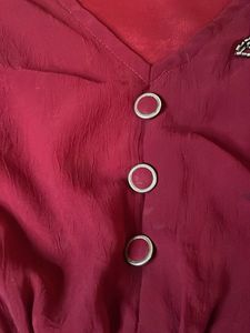 Burgundy Blouse with Beaded Detail