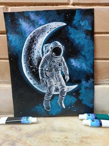 Astronaut Moon Painting