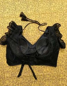 Black Ruffle Sleeveless Blouse