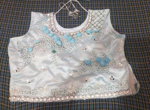 Sky Blue Colour Beaded Blouse