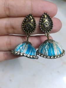 Vintage Rhinestone &amp; Pink Velvet Earrings