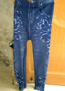 Floral Print Denim Leggings