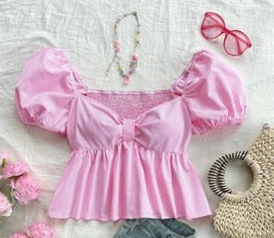 Striped Pink Peplum Top