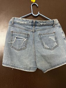 Distressed Denim Mini Skirt