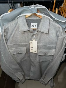 Grey ZARA cotton blended JACKET