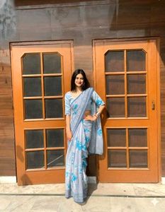 🤍✨Eligent Sky And Silver Floral Saree