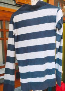 Striped V-Neck Long Sleeve Tee