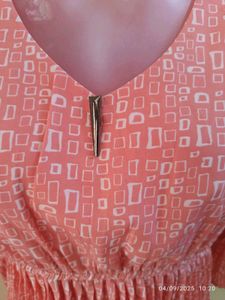 large size Peach Printed Top