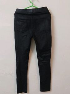 ZARA Black PU Leather Pants For Kids 4-6 Years