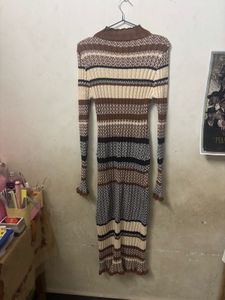Brown Colour Block Dress