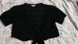 Black Knit Tie-Front Cardigan