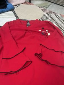 Red Embroidered Top
