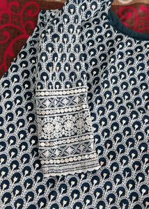 Chikankari GEORGETTE KURTI Royal Blue Color