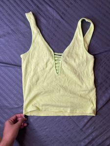 Green Ribbed Tank Top