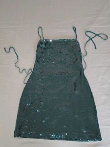 ZARA Sequin Back Tie Mini Dress