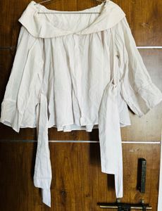 White Flared Kediya Style Baby Collar Shirt