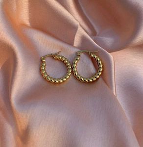 Gold Twisted Hoop Antiturnish Earrings