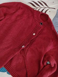 Red Knit Cardigan Sweater 🤩