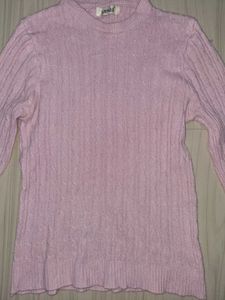 Pink Cable Knit Pullover Sweater
