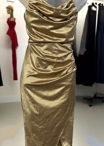 Padded Pinterest Satin Cowl Neck Midi Dress