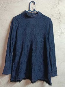 Ladies Fashion Lace Top Layered Navy Blue