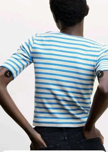 MANGO Striped 3/4 Sleeve Top