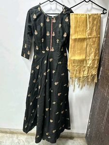 Elegant Black Embroidered Gown