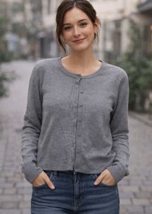 Gray Cardigan Sweater