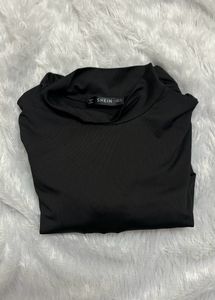 Shein Black Solid Collared Bodysuit( Women&#39;s)