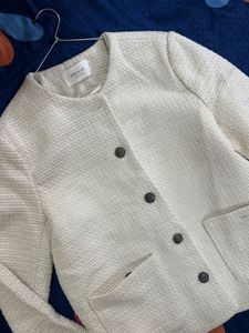 Chic Textured Cream Jacket