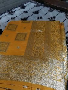 Yellow Banarasi Silk Saree