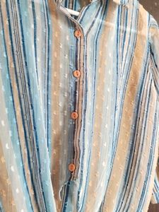 Striped Tie-Front Women's Shirt