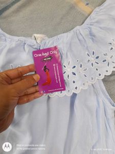 Light Blue Off Shoulder Top