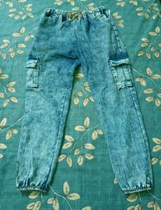 wash blue jeans cargo joggers pants