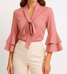 Satin Tie-Neck Blouse