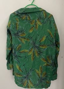 Green Floral Print Button-Down Shirt